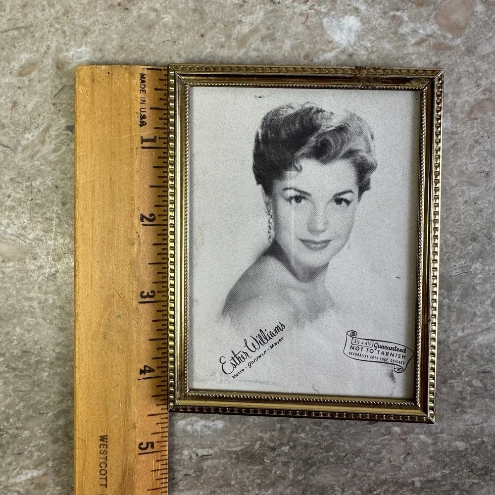 Vintage Photo Frame Small Easel Circa 1950s Gold Tone 2.5 x 3.5 Esther Williams